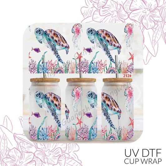 🌊 Sea Turtle Under the Sea – UV DTF Cup Wrap